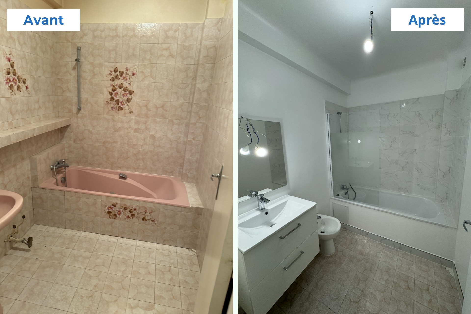 Une salle de bain rénovée par ADRI BAT - Avant et Après
